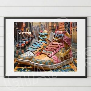 Nike Louis Vuitton High Top Shoes City Edition 17x11 Art Print